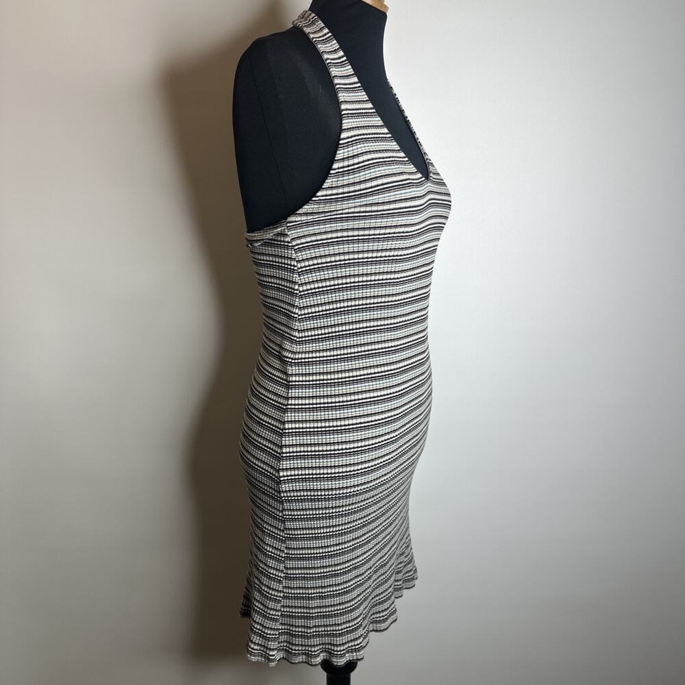 American Eagle Multicolor Striped Halter Dress Large Ribbed Open Back 90s Style - Picture 5 of 9
